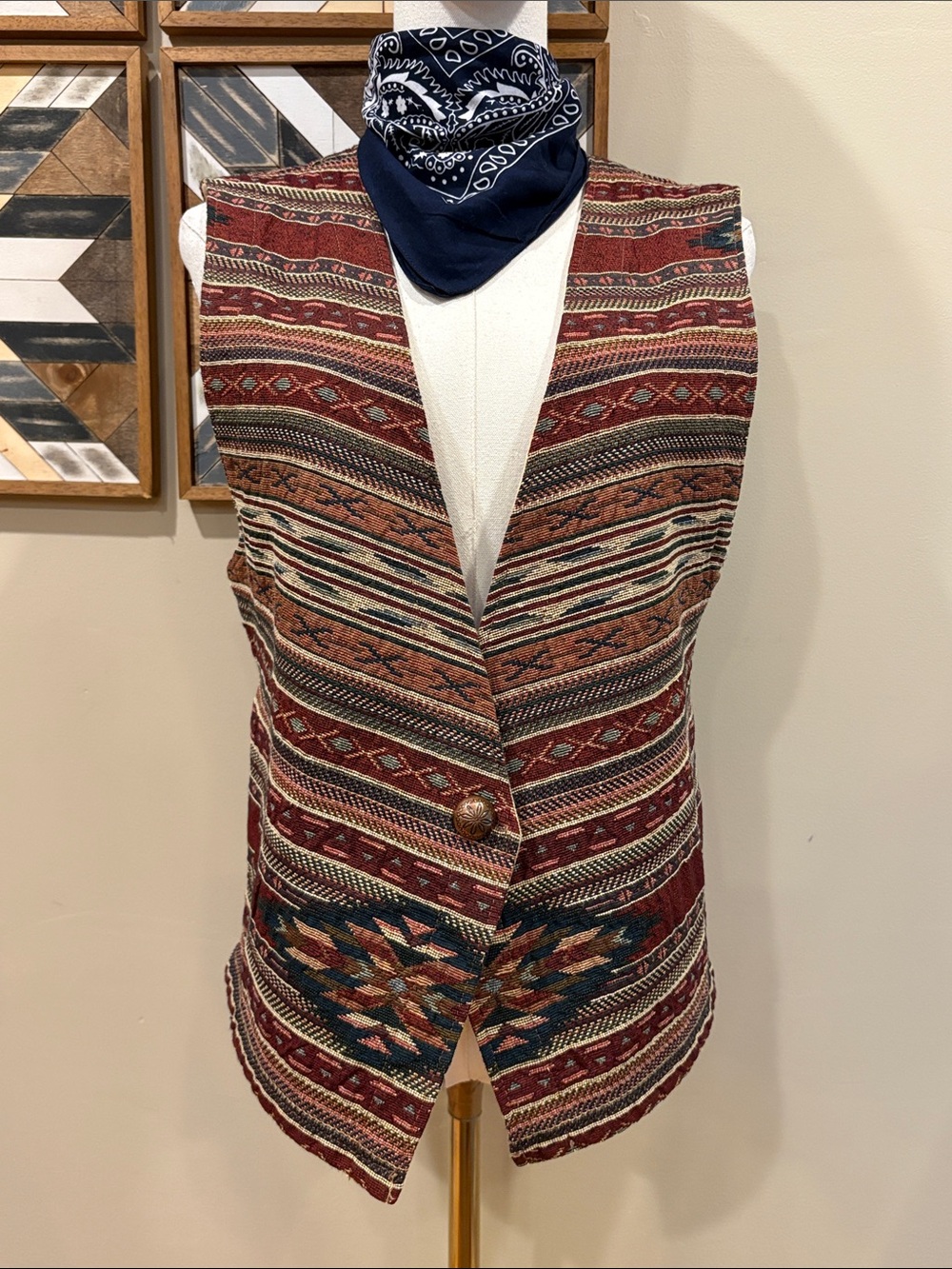 Vintage Orvis Southwestern Woven Vest Unisex Medium